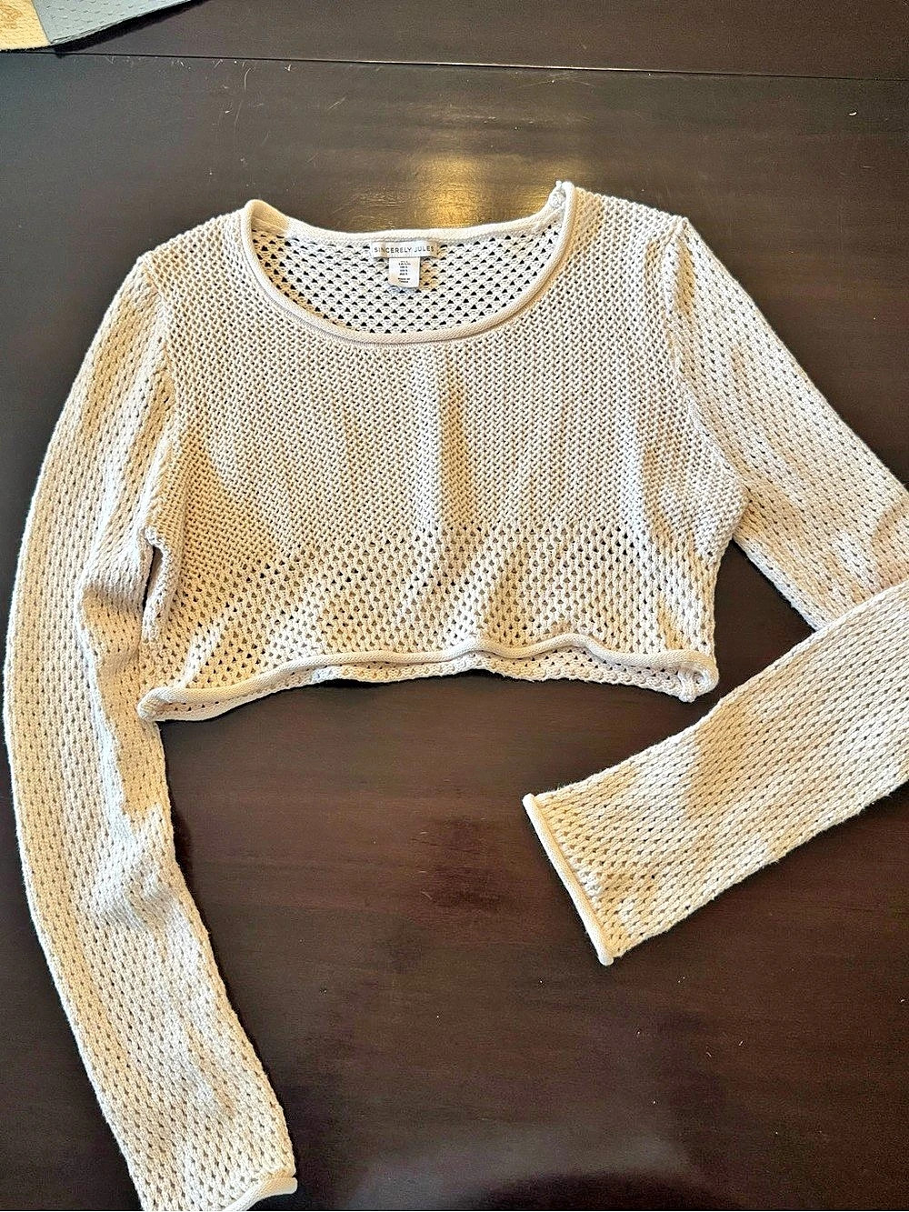 Sincerely Jules Crochet Crop Top in White Size Large Like New